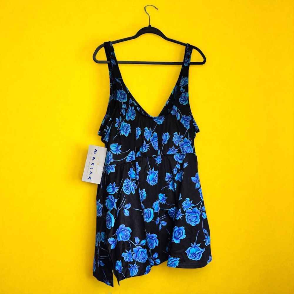 Swim Dress Size 34W Vintage Maxine of Hollywood V-Neck One Piece NEW With Tags